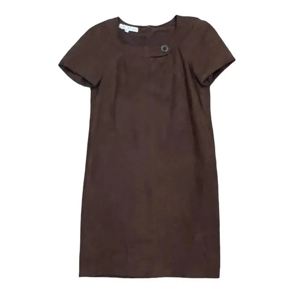 Jennifer Reale Design Brown Suede Shift Dress 2 - Picture 1 of 4